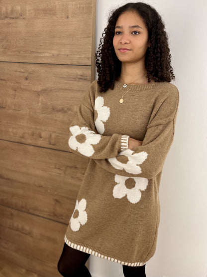 Robe en laine marguerite CAMEL