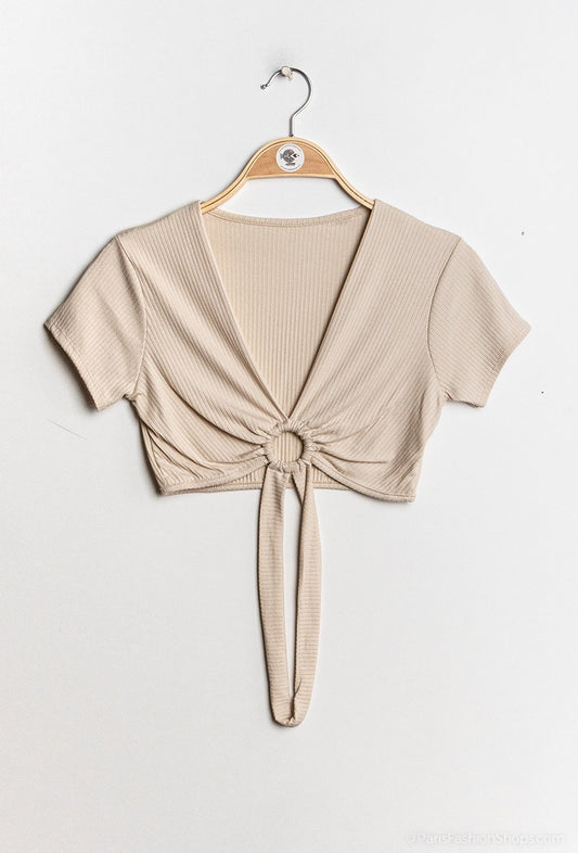 Top cotelé BEIGE