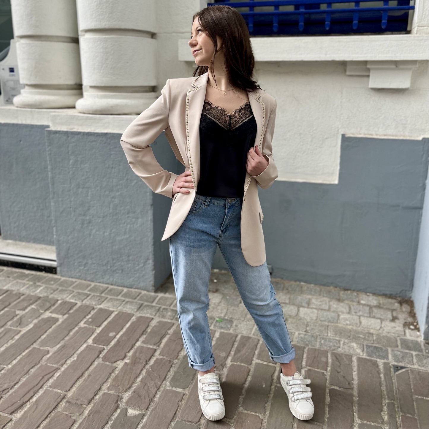 Veste de blazer clouté BEIGE