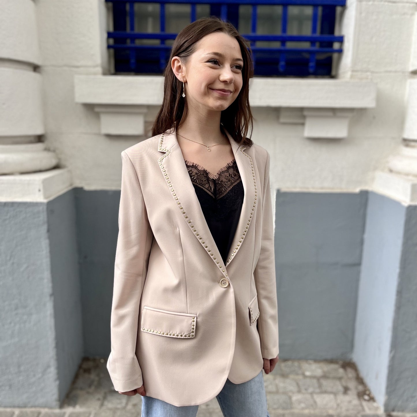 Veste de blazer clouté BEIGE